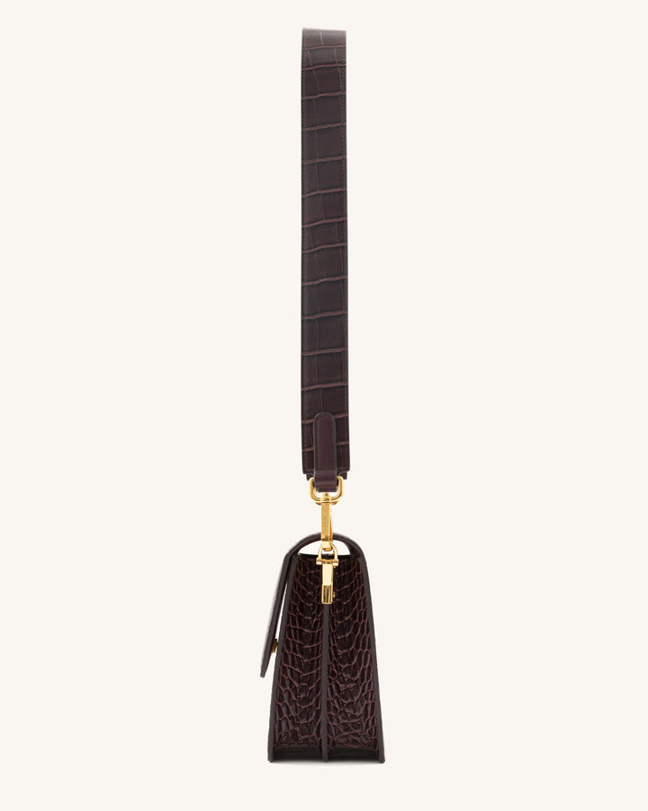 Mini Flap Crossbody - Brun Croco
