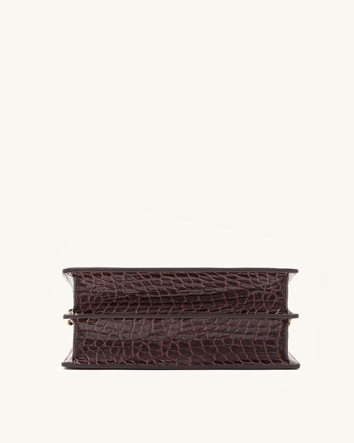 Mini Flap Crossbody - Brun Croco