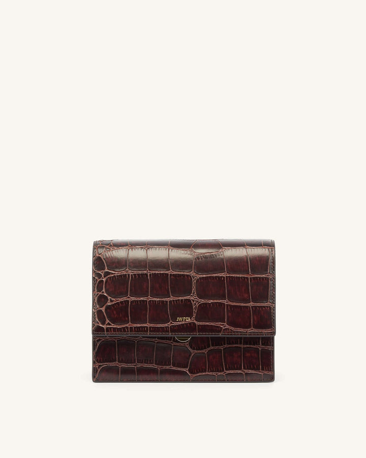 Mini Flap Crossbody - Brun Croco