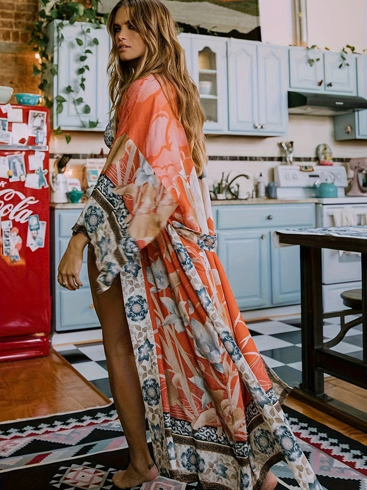 Damen Kimono mit Blumenmuster – Leichter Sommer-Kimono