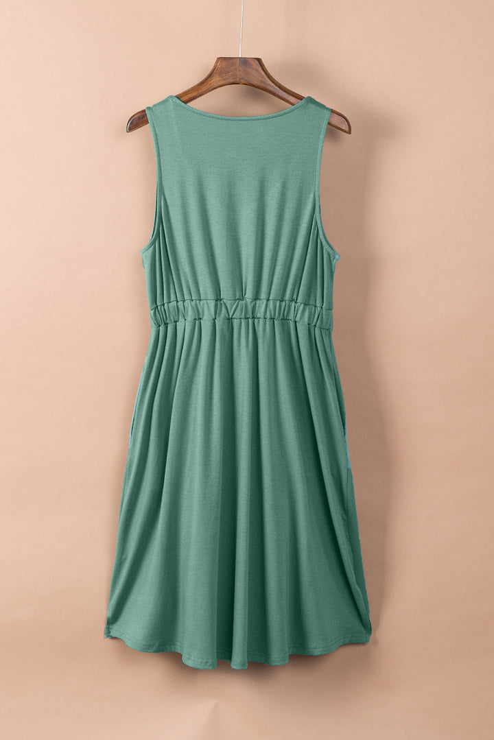 Sleeveless Mini Dress – Modal, High Waist & Draped Detail