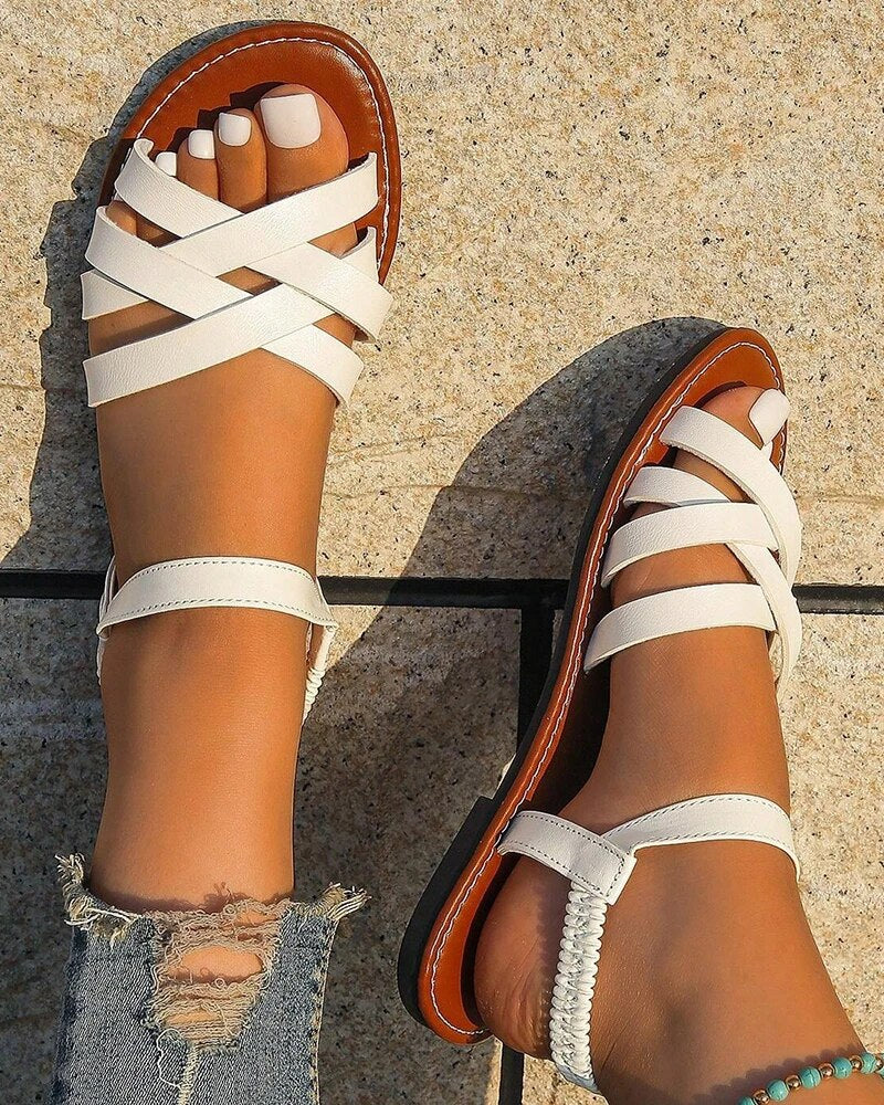 Sandales d'été – Cuir végan, design féminin, antidérapant