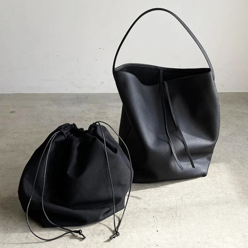 Grande sac de plage en cuir vegan – Marron, robuste et stylé