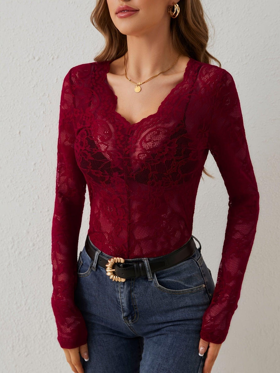 Elegant women's lace blouse | Luxurious lace top