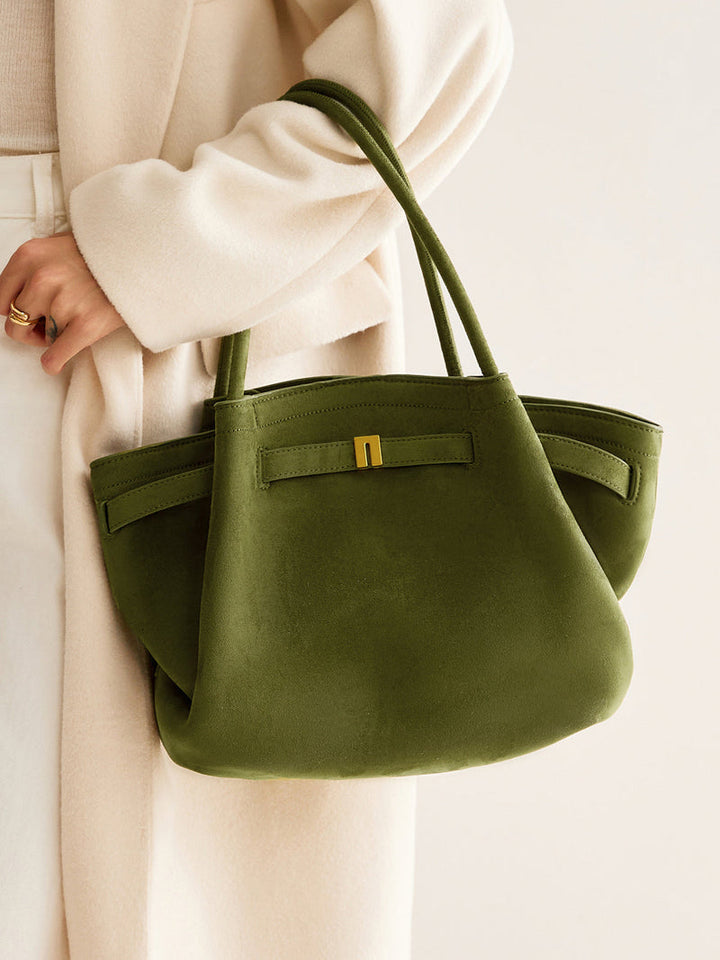 Damen Shopper Wildleder Tasche  – Grün & Geräumig