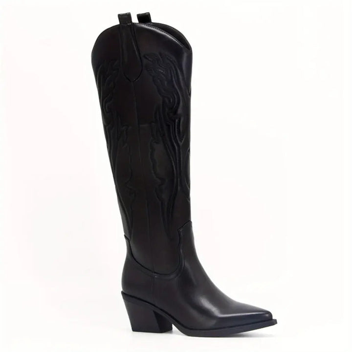 Damen Cowboystiefel kniehoch - Veganes Leder - Westernlook