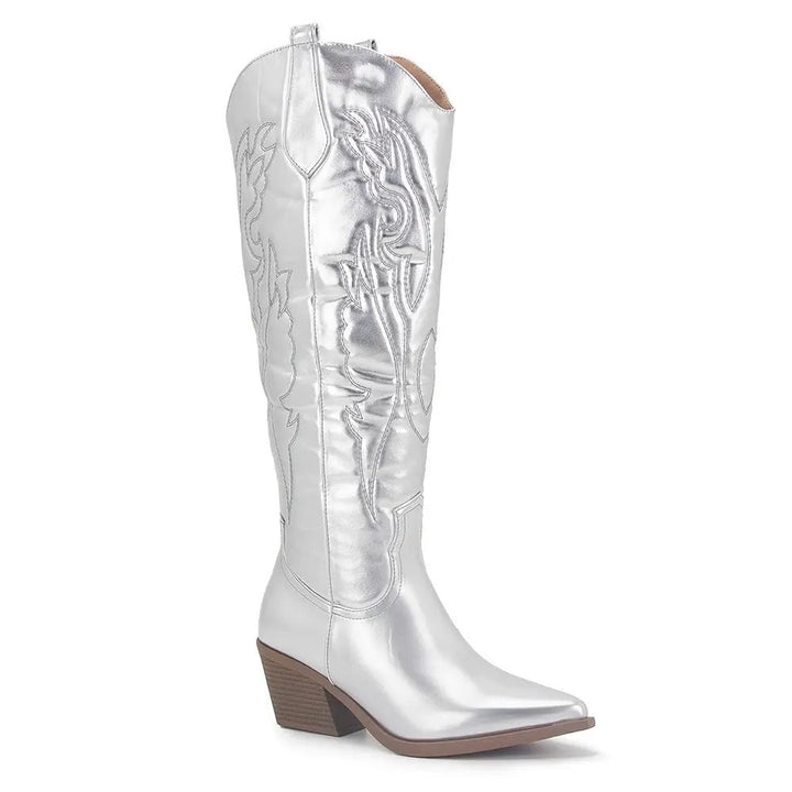 Damen Cowboystiefel kniehoch - Veganes Leder - Westernlook