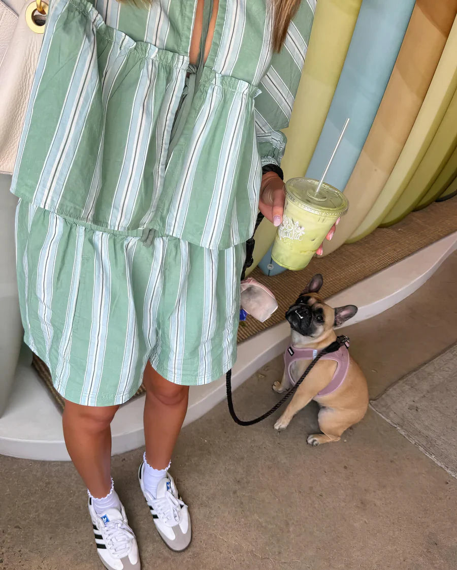 Women's Summer Two-Piece – Striped Blouse & Shorts – Casual Cut
