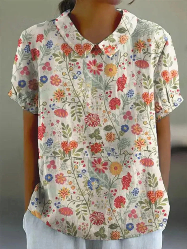 Damen Vintage Bluse mit Blumenmuster – Lässig & Elegant