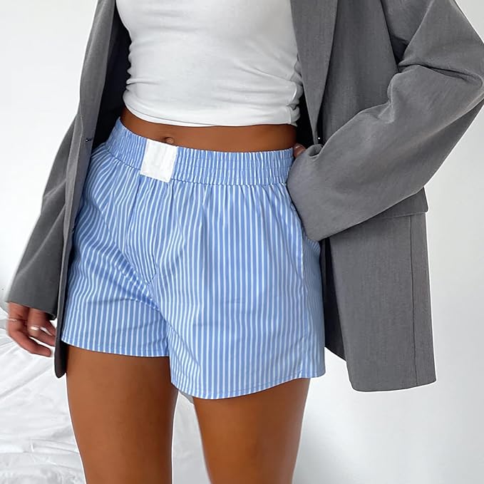 Boxershorts en coton rayés pour femmes – Coupe lounge respirante