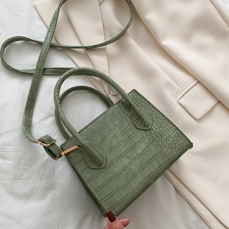 Sac à main de luxe pour femmes – aspect cuir de crocodile – sac à épaule