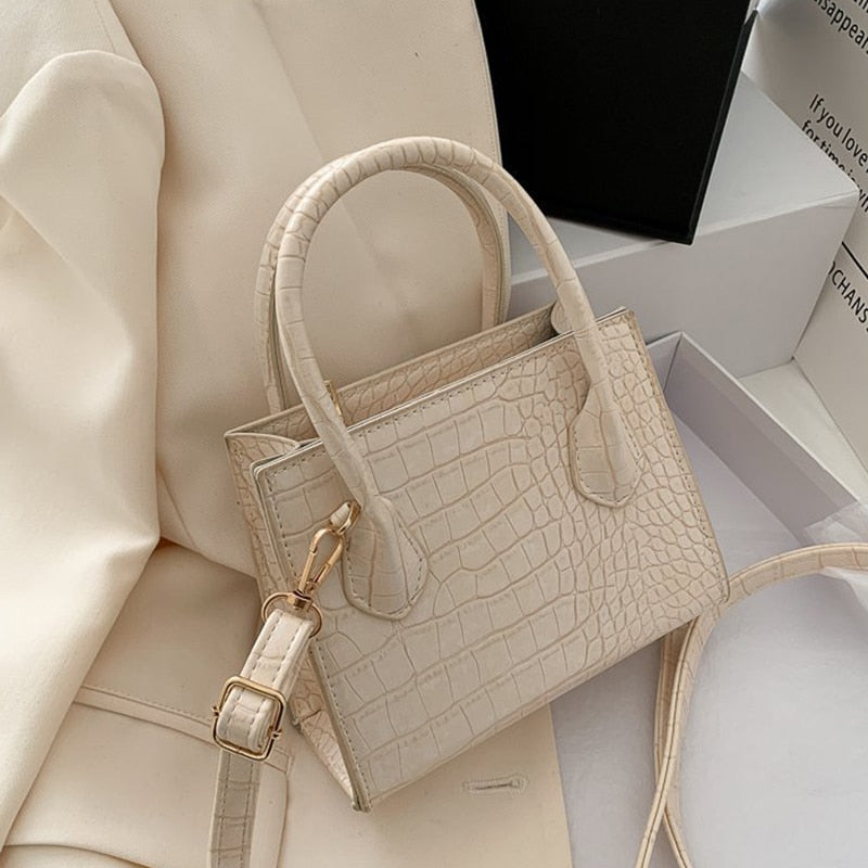 Sac à main de luxe pour femmes – aspect cuir de crocodile – sac à épaule