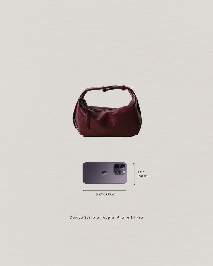 Sac à bandoulière rétro bordeaux en cuir vegan – Sac à main crossbody