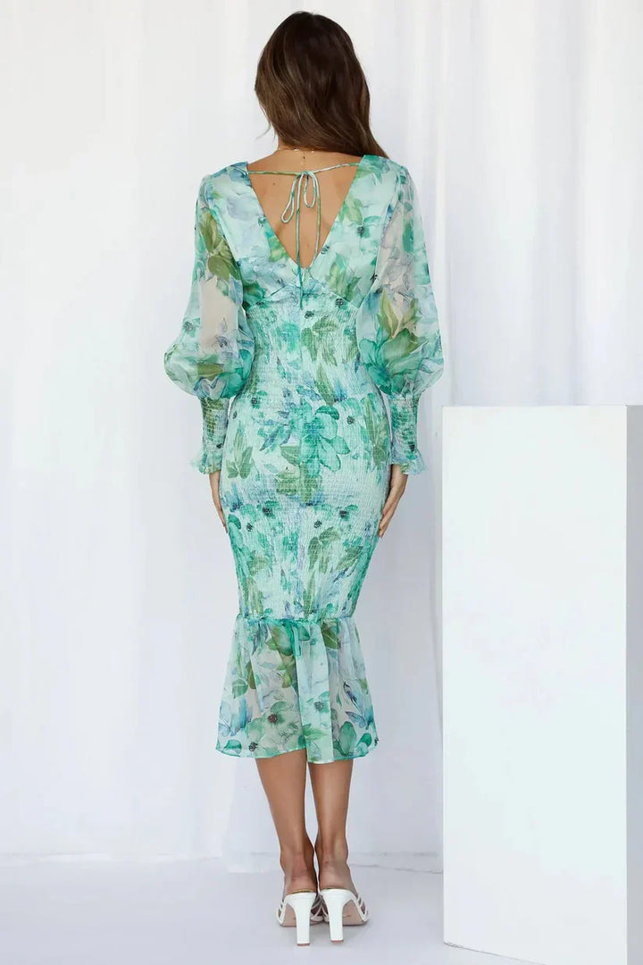 Floral midi dress for women | Elegant summer dress made of high-quality, lightweight fabric