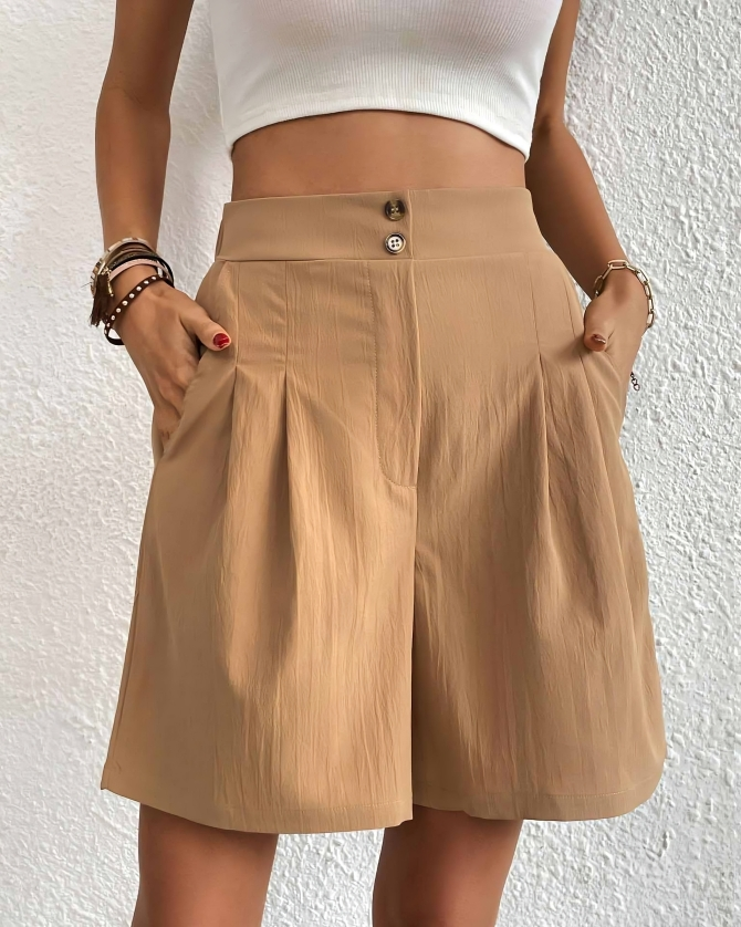 Shorts pour femmes taille haute avec jambe large – Estival & Élégant