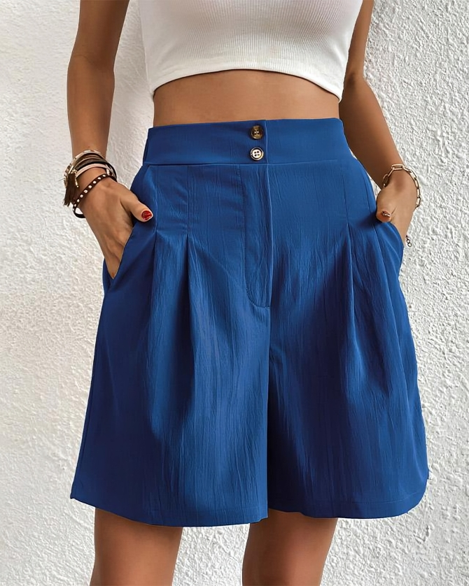 Shorts pour femmes taille haute avec jambe large – Estival & Élégant