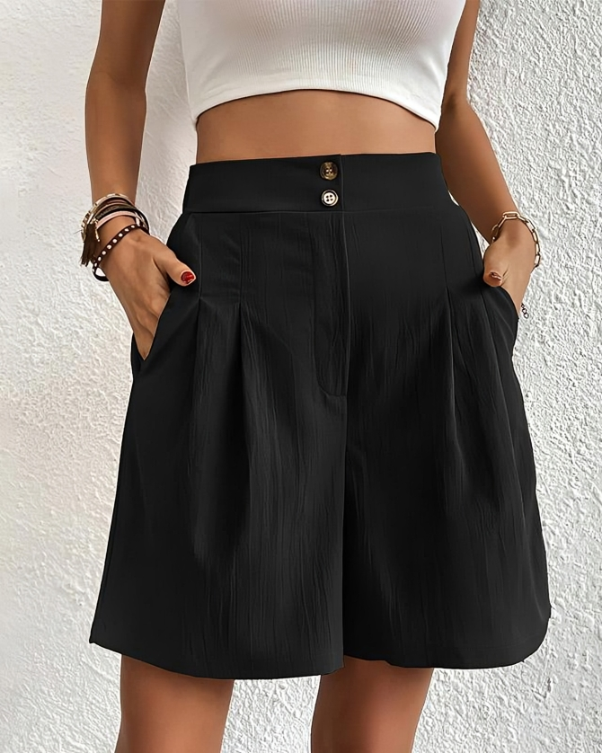 Shorts pour femmes taille haute avec jambe large – Estival & Élégant