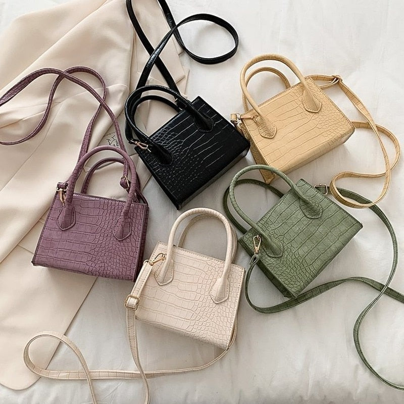 Sac à main de luxe pour femmes – aspect cuir de crocodile – sac à épaule