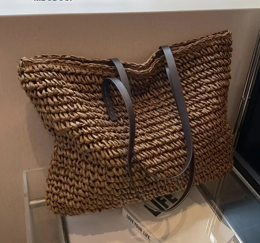 Boho Damentasche – Handgewebte Strandtasche mit Quasten & Details