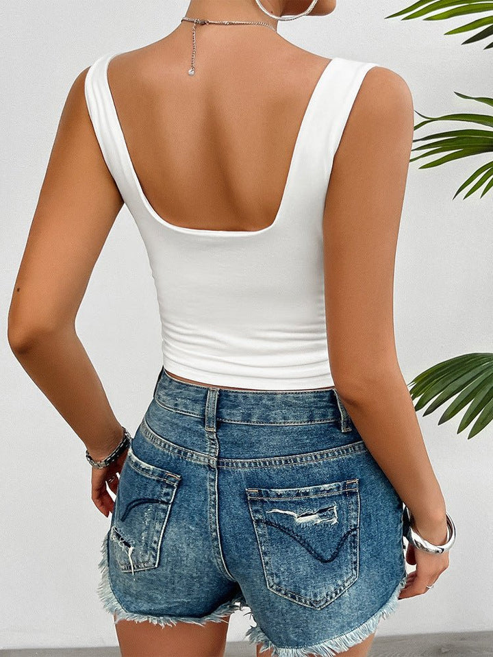Women's cotton tank top slim fit with twist detail – summery and casual