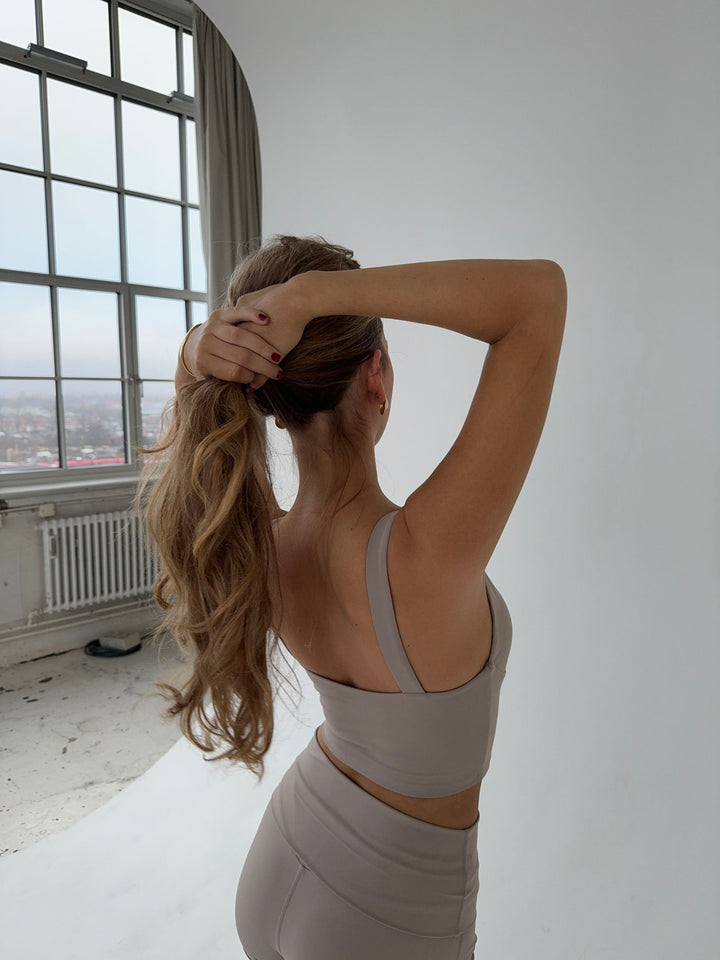 Women's top with V-neck gray - elegant, airy & comfortable