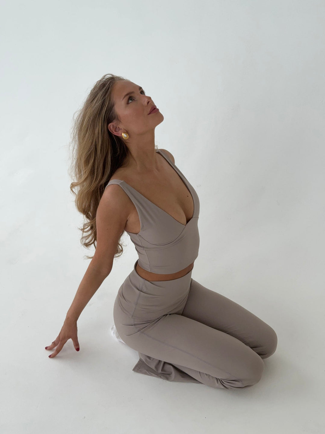 Women's top with V-neck gray - elegant, airy & comfortable