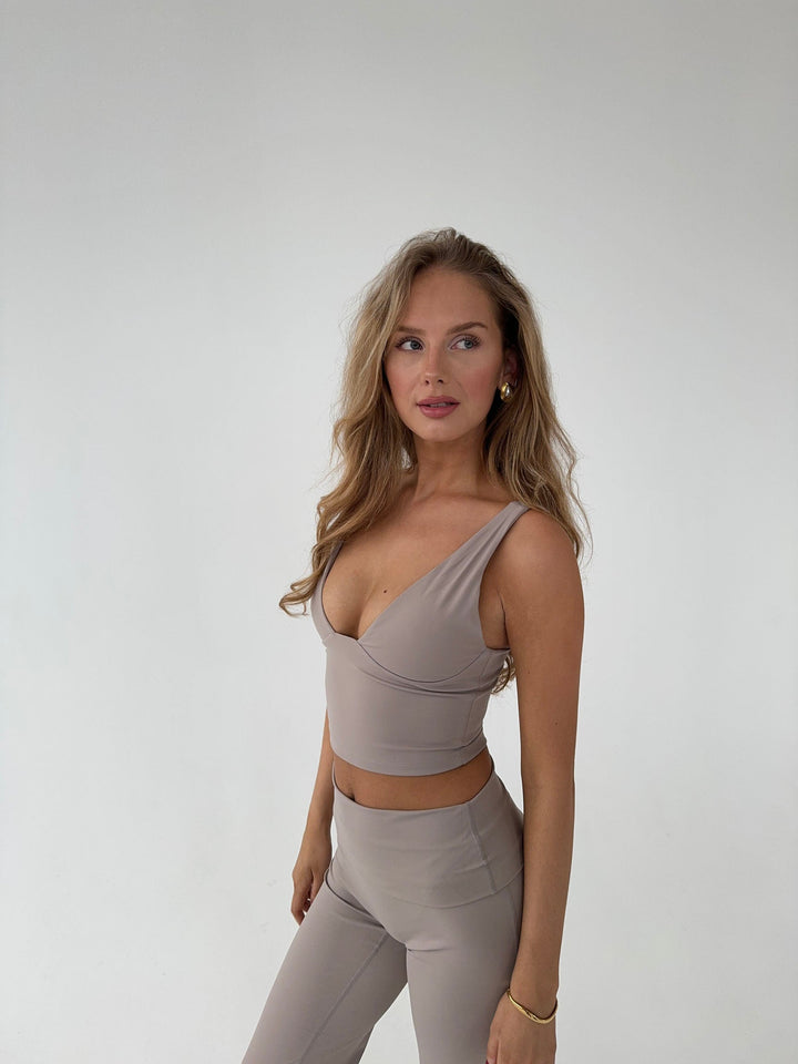 Women's top with V-neck gray - elegant, airy & comfortable