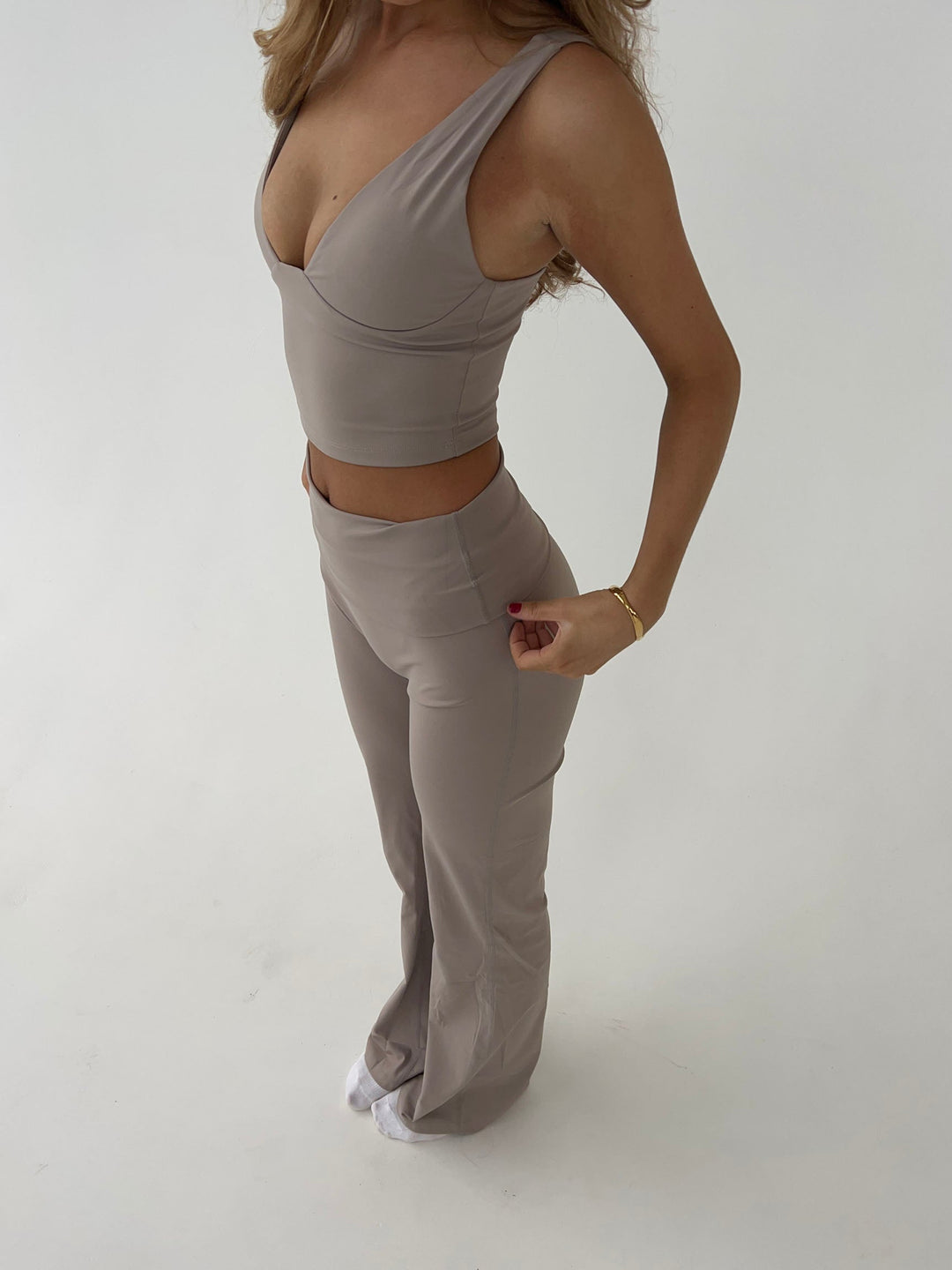 Women's top with V-neck gray - elegant, airy & comfortable