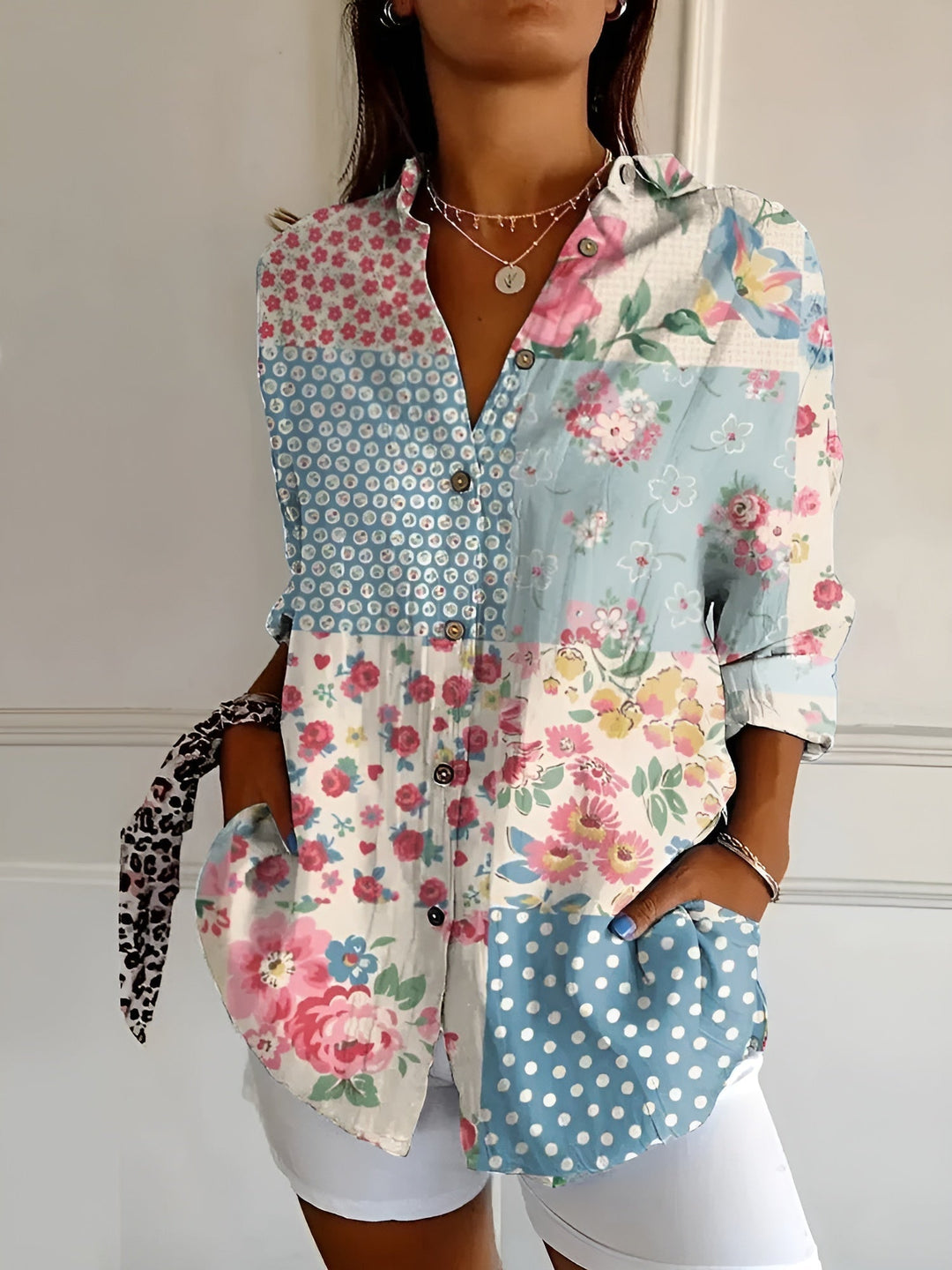 Elegant women's shirt – button-down blouse light & wrinkle-free