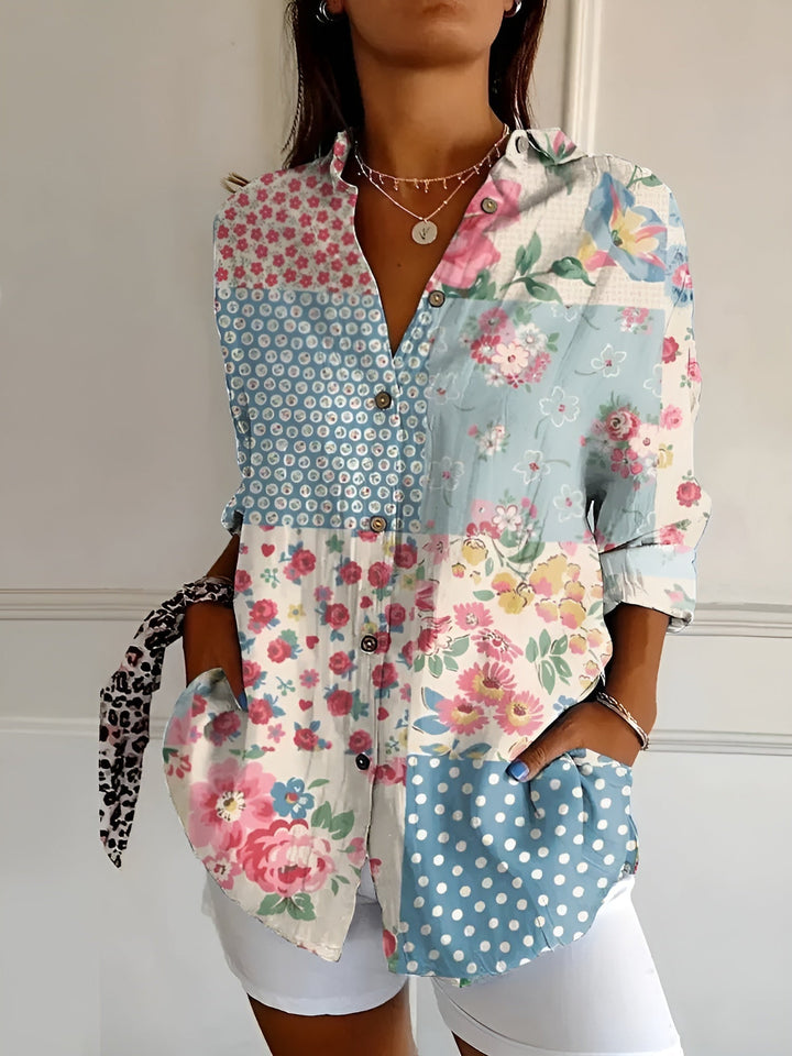 Elegant women's shirt – button-down blouse light & wrinkle-free