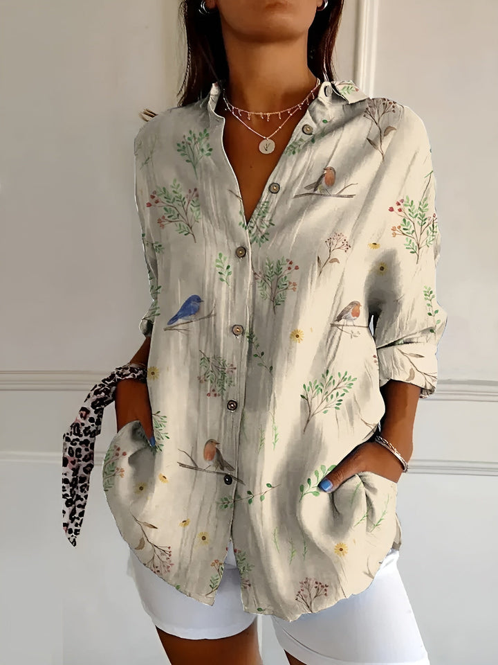 Elegant women's shirt – button-down blouse light & wrinkle-free