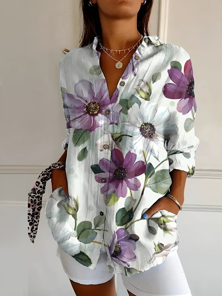 Elegant women's shirt – button-down blouse light & wrinkle-free