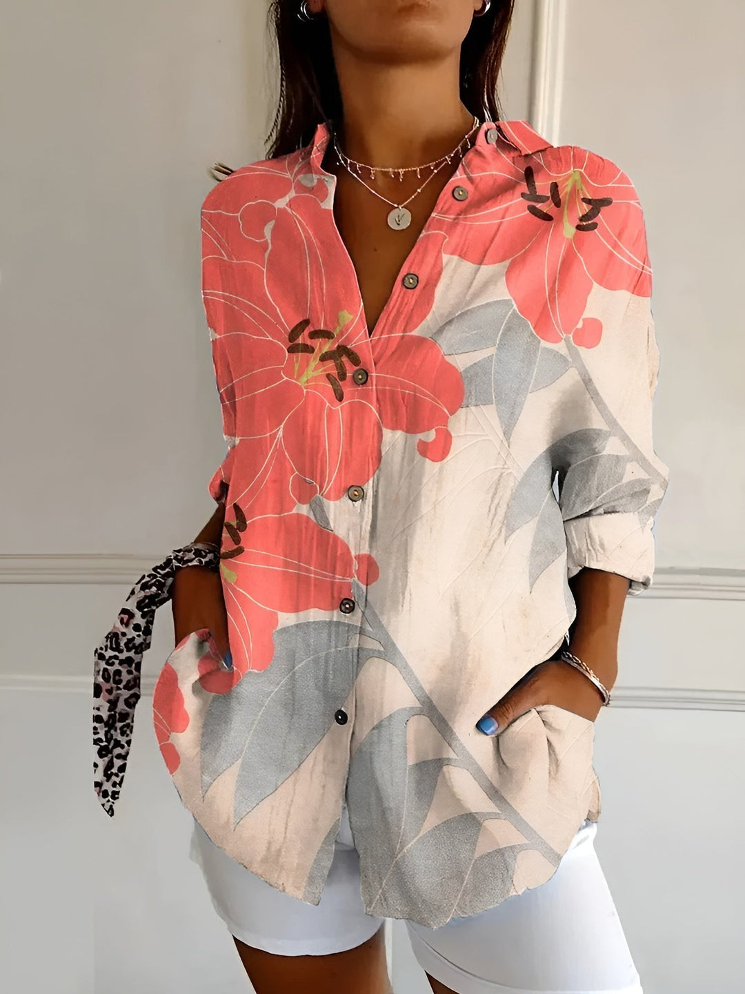 Elegant women's shirt – button-down blouse light & wrinkle-free