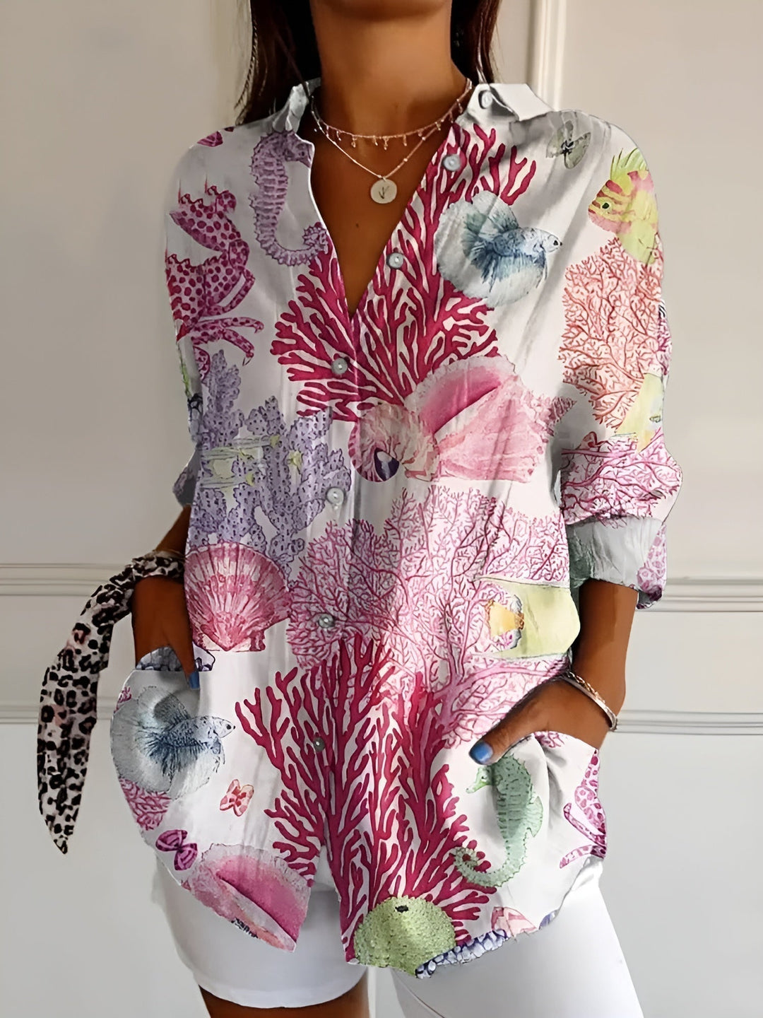 Elegant women's shirt – button-down blouse light & wrinkle-free