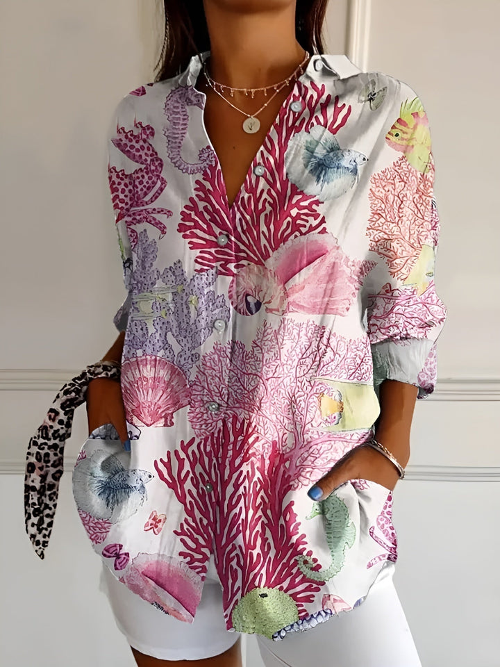 Elegant women's shirt – button-down blouse light & wrinkle-free