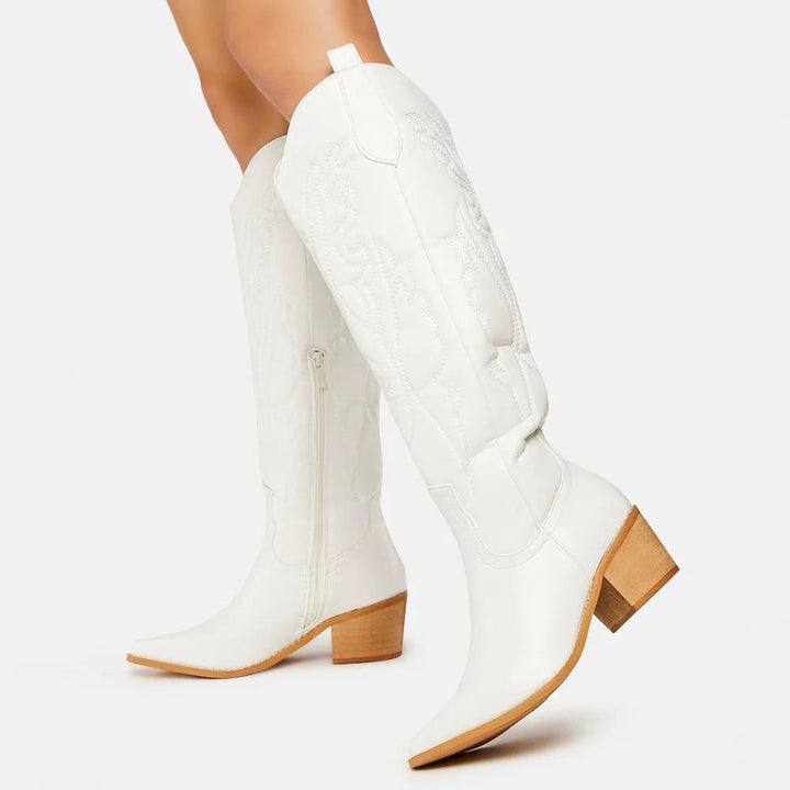 Damen Cowboystiefel kniehoch - Veganes Leder - Westernlook