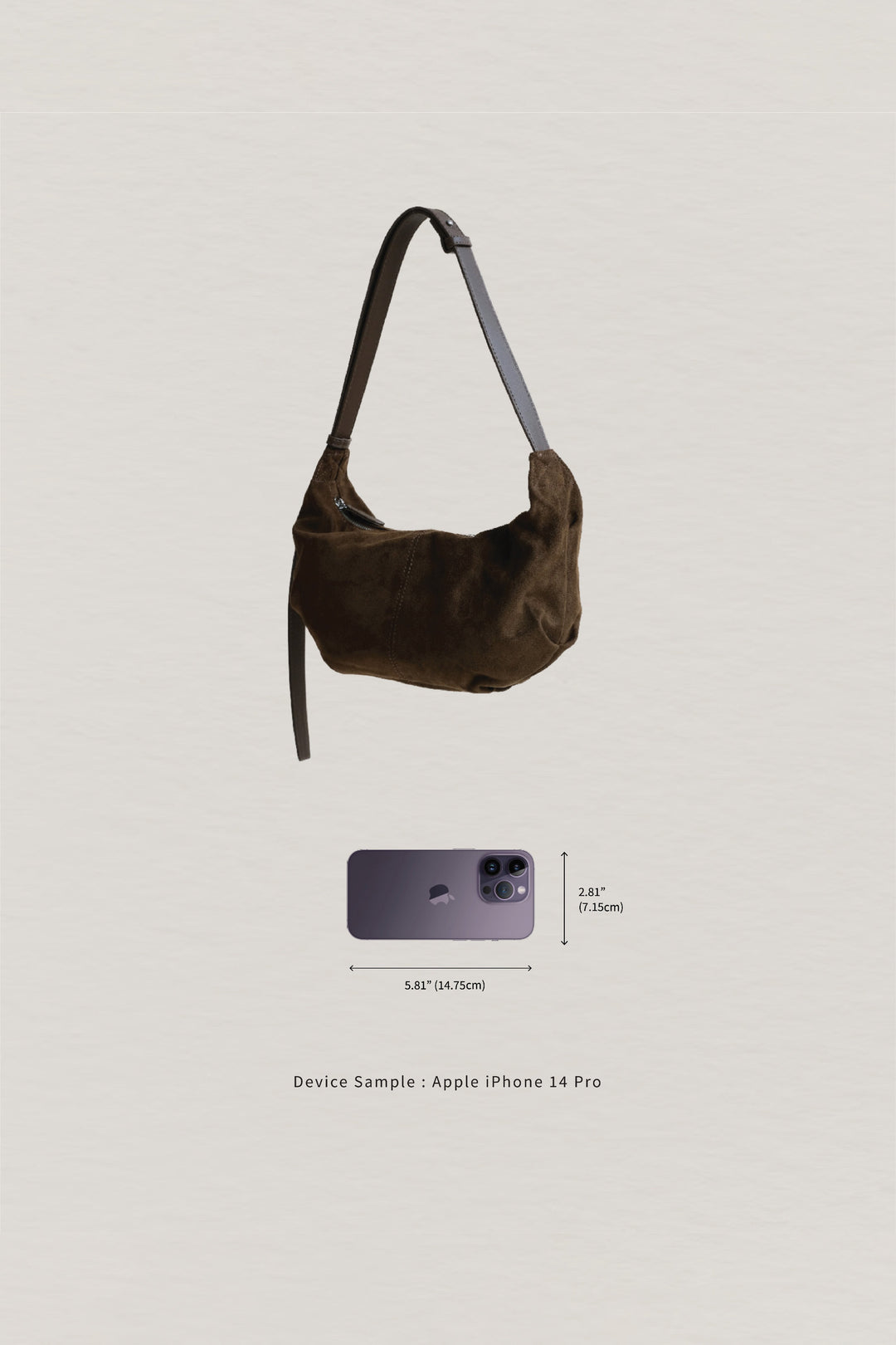 Sac à dumplings en suédine noire vintage – Sac à épaule vegan