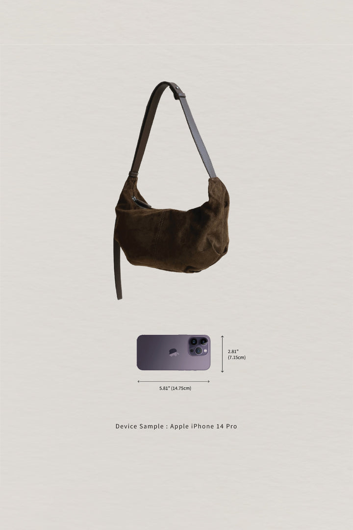Sac à dumplings en suédine noire vintage – Sac à épaule vegan
